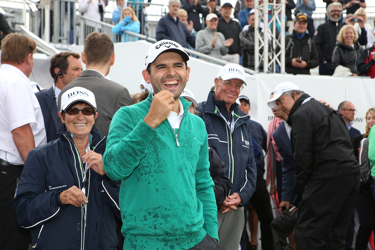 Fabrizio Zanotti celebra su victoria en el BMW International en 2014. © Golffile | David Lloyd