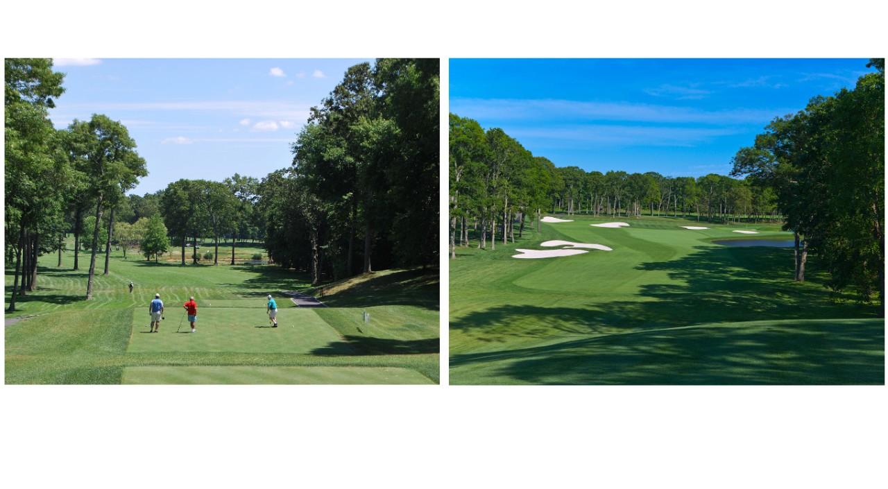 Vean cómo ha cambiado el hoyo 5: a la izquierda cómo era antes y a la derecha cómo es ahora. © PGA Tour