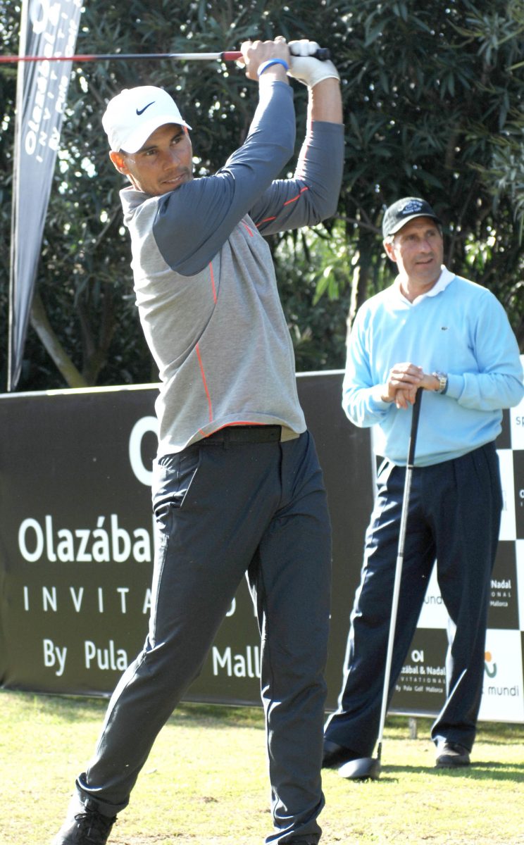 Rafael Nadal y José María Olazábal en Pula Golf el año pasado. © Luis Corralo