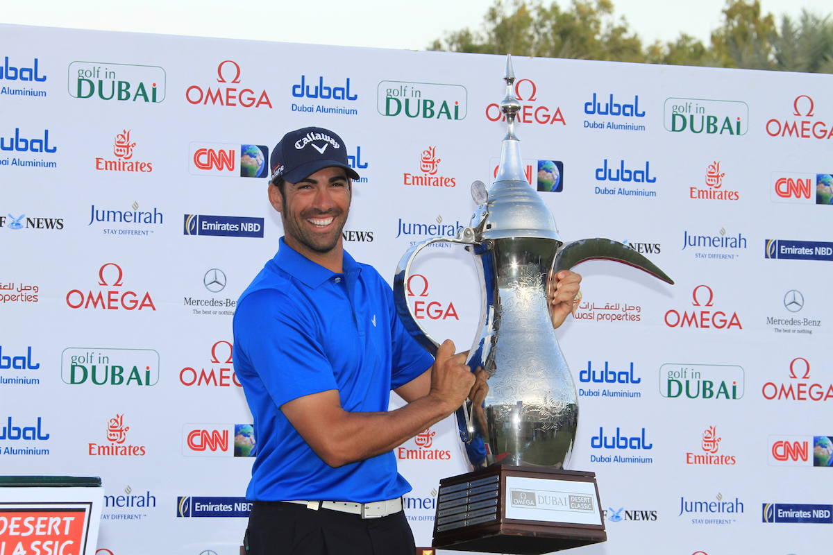 Álvaro Quirós, ganador del Omega Dubai Desert Classic 2011. © Golffile | Fran Caffrey
