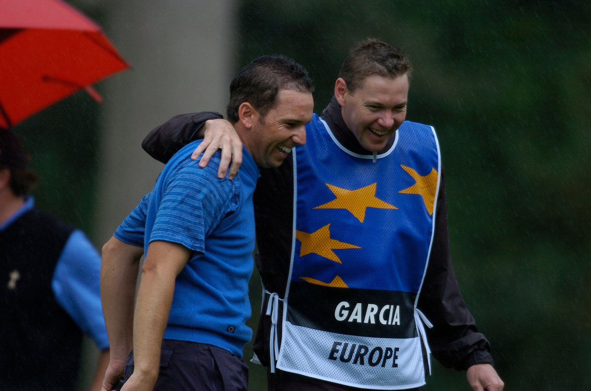 Sergio García y su caddie Glen Murray en la Ryder Cup 2006. © Golffile | Barry Cronin