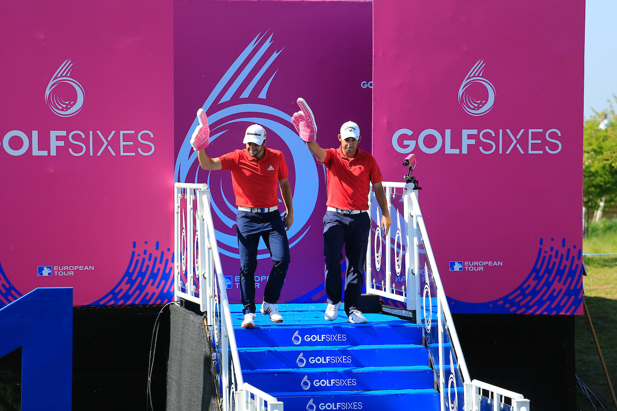 Pablo Larrazábal y Adrián Otaegui en el GolfSixes 2018. © Golffile | Phil Inglis
