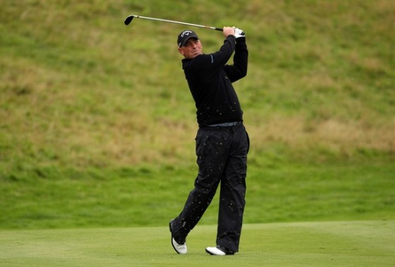 Thomas Bjorn, hoy durante su última vuelta en el Johnnie Walker Championship.