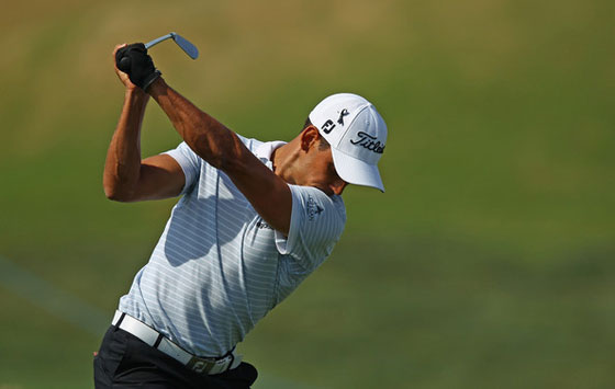 Rafa Cabrera Bello, hoy durante su última vuelta en el Portugal Masters.