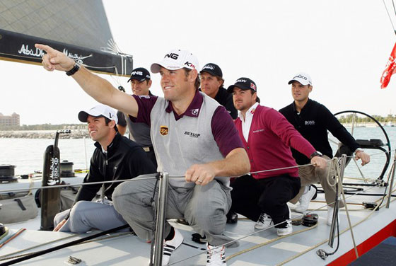 Los cuatro ganadores de 'Majors' en 2010, Lee Westwood y Paul Casey se lo pasaron en grande en uno de los barcos de la Volvo Ocean Race.