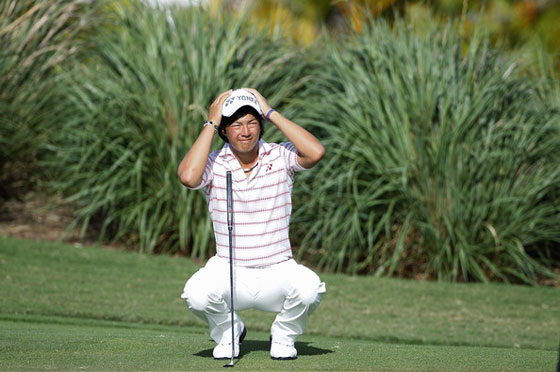 Ryo Ishikawa se lamenta tras un putt fallado esta semana en el Puerto Rico Open.