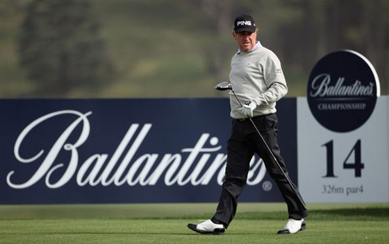 Miguel Ángel Jiménez, hoy en la primera de las veces que ha tenido que jugar el hoyo 14.