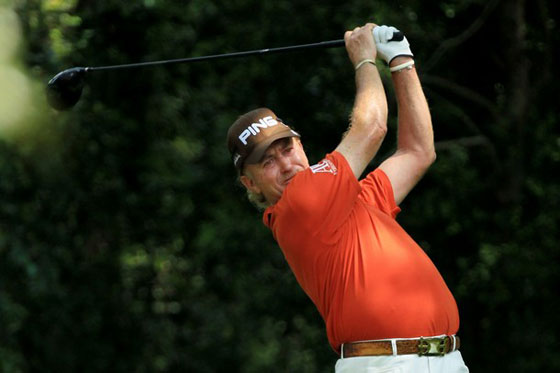 Miguel Ángel Jiménez, durante su tercera ronda en el Masters de Augusta.