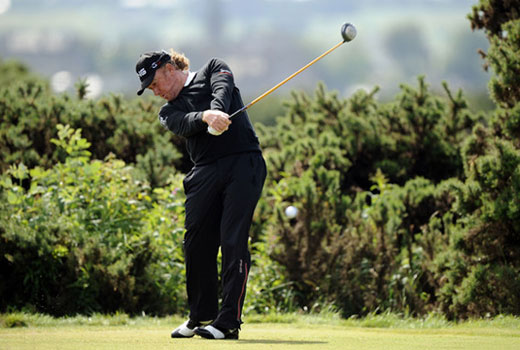 Miguel Ángel Jiménez, durante su segunda vuelta hoy en el Old Course.