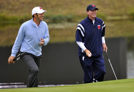 Dustin Johson y Steve Stricker han sido los primeros americanos que han probado el Twenty Ten de Celtic Manor hoy mismo.