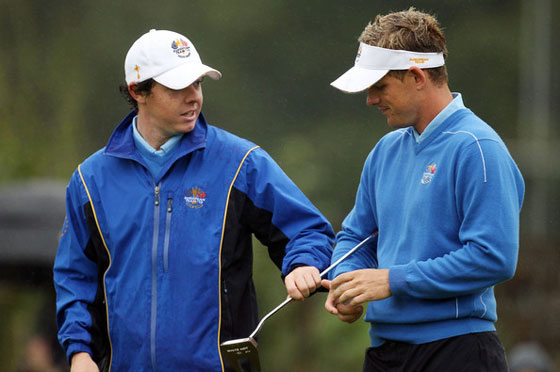 Rory McIlroy y Luke Donald, juntos durante la última Ryder Cup en Gales.