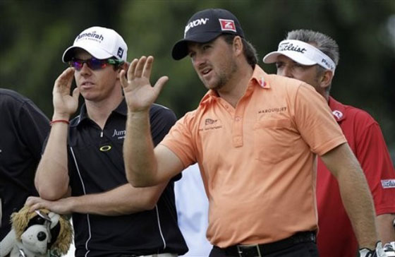 Rory McIlroy y Graeme McDowell, durante la vuelta de prácticas en Doral.