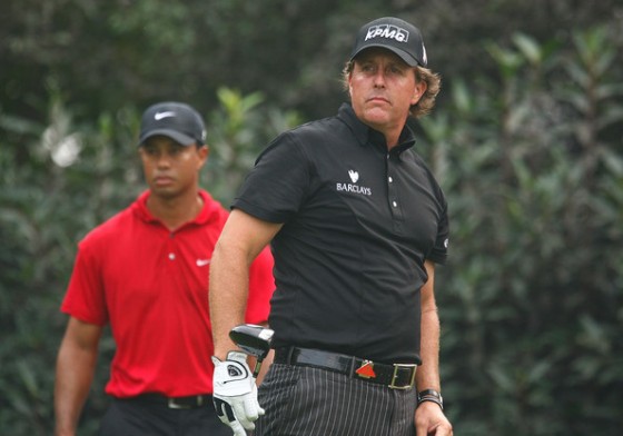 Phil Mickelson y Tiger Woods, durante el HSBC Championship disputado hace menos de dos meses.