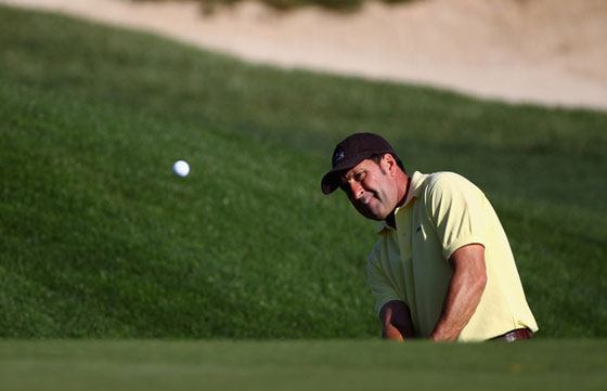 Chema Olazábal saca de búnker durante el Pro-Am de hoy en El Encín.