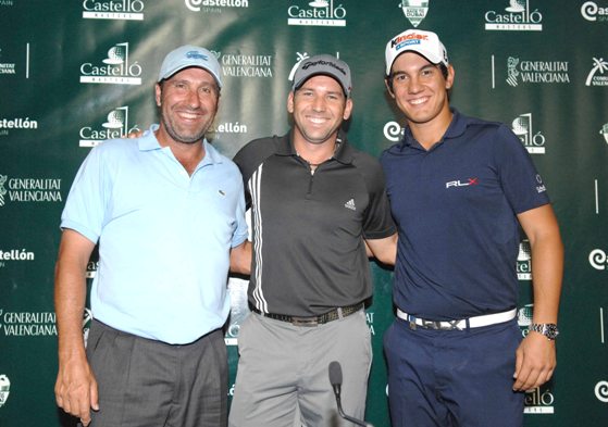 José María Olazábal, Sergio García y Matteo Manassero posa para los medios en Castellón.