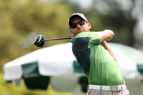 Sergio García, durante su tercera vuelta hoy en el Masters.