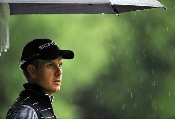 Henrik Stenson, hoy bajo la lluvia que ha caído durante todo el día en Munich.