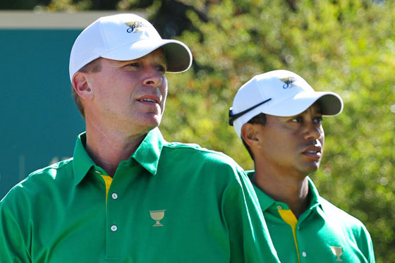 Steve Stricker y Tiger Woods jugarán juntos la primera jornada de foursomes de la President's contra Adam Scott, K.J. Choi y... Steve Williams.