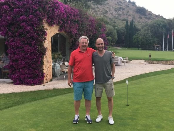 Pep Guardiola y Romeo Sala, propietario de Pula Golf Resort.