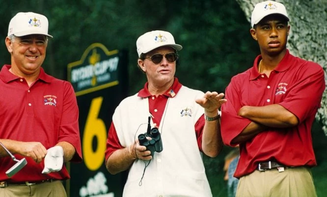 Mark O'Meara, Tom Kite y Tiger Woods, en Valderrama en 1997.