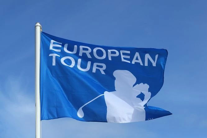 Detail of a European Tour flag during a pro-am round ahead of the AAM Scottish Open at Castle Stuart Golf Links on July 6, 2016 in Inverness, Scotland. (Photo by Andrew Redington/Getty Images)