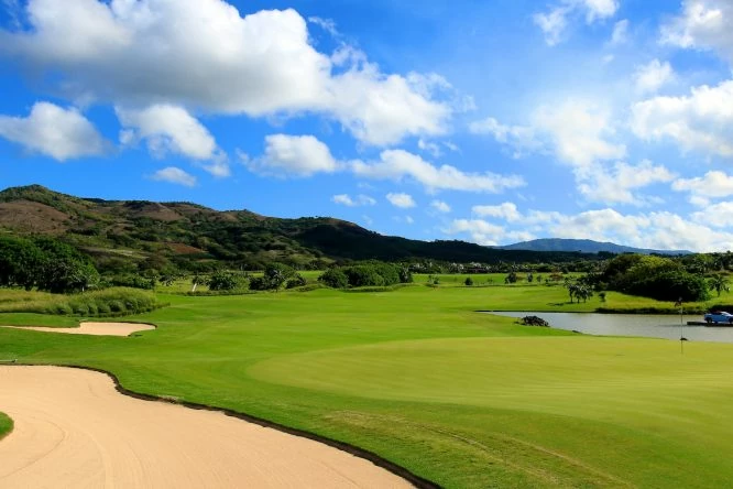 Vista del hoyo 18 del Heritage Golf Club, Domaine Bel Ombre, Mauritius. © Golffile | Phil Inglis