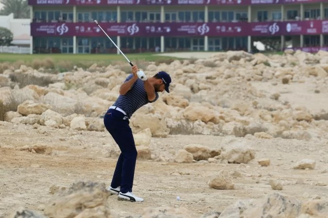 Álvaro Quirós durante la primera ronda en Qatar. © Golffile | Phil Inglis