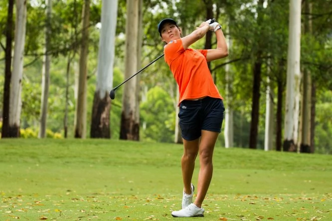 Celine Boutier durante la tercera ronda en Bonville Golf. © Tristan Jones