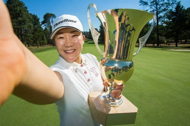 El tradicional selfie de la campeona de Jiyai Shin en Australia.