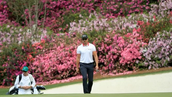 AUGUSTA, GA - APRIL 06: Henrik Stenson of Sweden walks onto the 13th green during the second round of the 2018 Masters Tournament at Augusta National Golf Club on April 6, 2018 in Augusta, Georgia. (Photo by Andrew Redington/Getty Images)