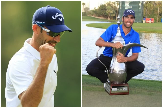 Álvaro Quirós en el Trofeo Hassan II 2018 y en el Omega Dubai Desert Classic 2011. © Golffile