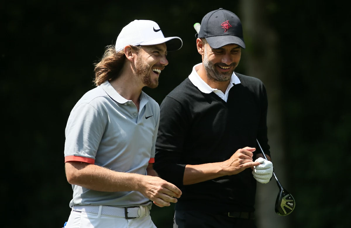 Tommy Fleetwood y Pep Guardiola. © David Lloyd | Golffile