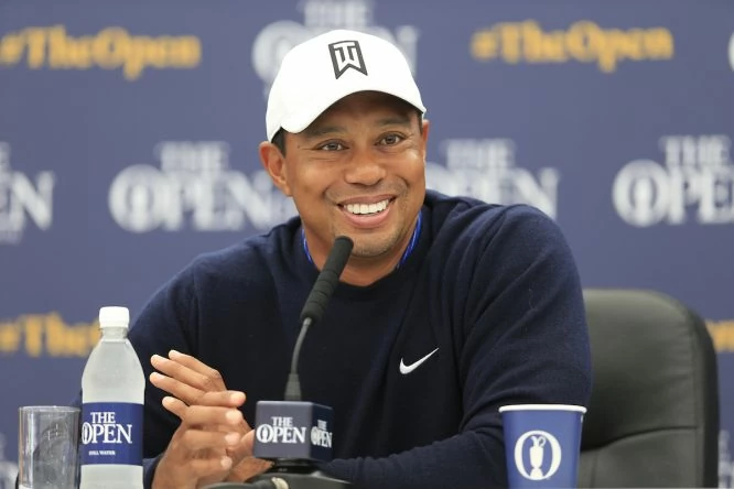 Tiger Woods, en su rueda de prensa © Golffile | Fran Caffrey