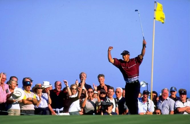 Tiger Woods derrotó en el desempate del WGC American Express de 1999 a Miguel Ángel Jiménez. © Getty Images