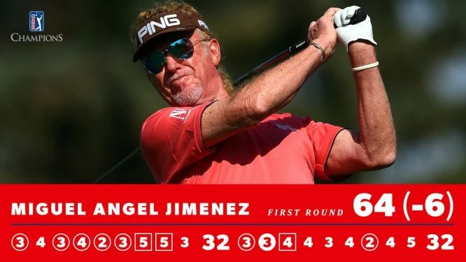 Miguel Ángel Jiménez ha hecho 64 golpes. © PGA Tour Champions