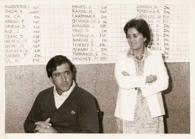 María Acacia y Seve, en El Prat en 1984.