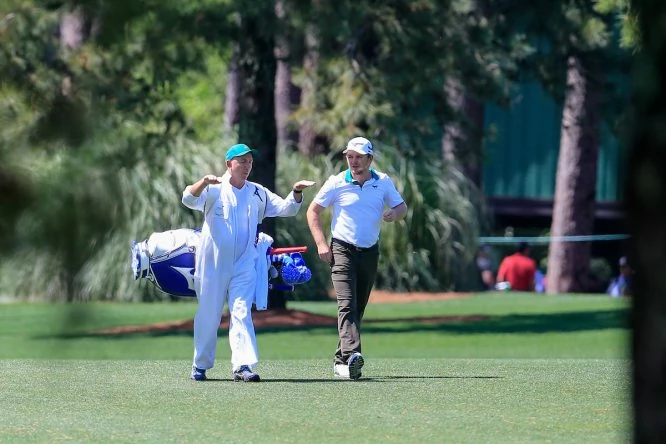 Eddie Pepperell, durante su vuelta de prácticas del martes en Augusta. © Golffile | Fran Caffrey