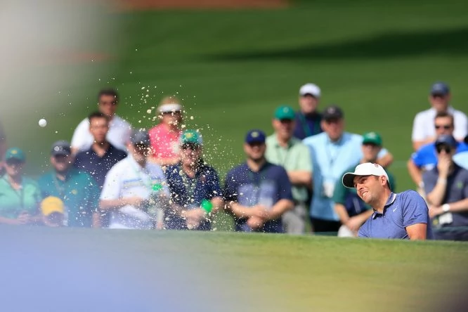 Francesco Molinari, uno de los cinco líderes, durante la segunda ronda en Augusta. © Golffile | Fran Caffrey