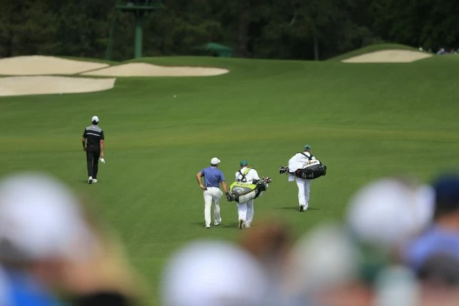 Rafa Cabrera Bello y Francesco Molinari en la segunda jornada del Masters de Augusta. © Golffile | Fran Caffrey