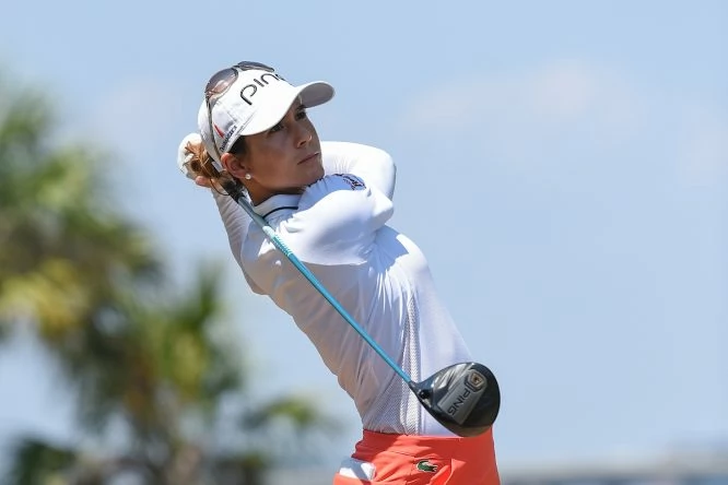 Azahara Muñoz, durante la primera ronda en el US Open. © Golffile | Ken Murray
