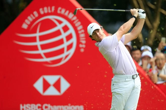 Rory McIlroy durante la tercera jornada del WGC HSBC Champions. © Golffile | Fran Caffrey