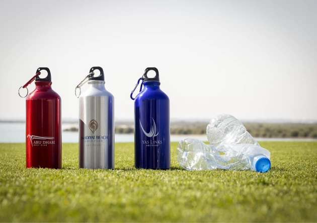 New branded water bottles at Abu Dhabi Golf Club, Saadiyat Beach Golf Club and Yas Links Abu Dhabi.