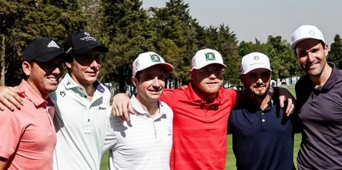 Sergio García, con Canelo Álvarez y los hermanos Salinas antes del WGC México Championship