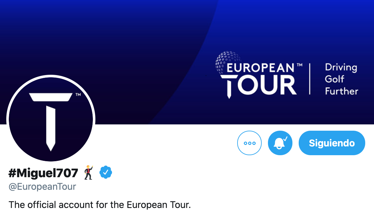 Perfil del European Tour en redes sociales