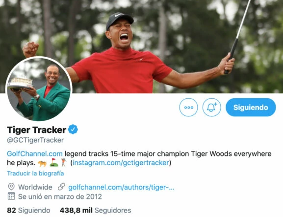 Perfil de Tiger Tracker en Twitter
