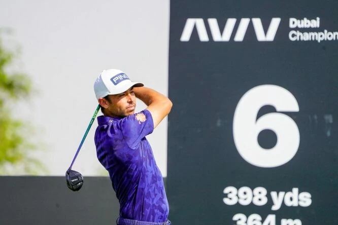 Sebastián García Rodríguez, en la segunda ronda en Jumeirah Golf Estates. © Golffile | Fran Caffrey