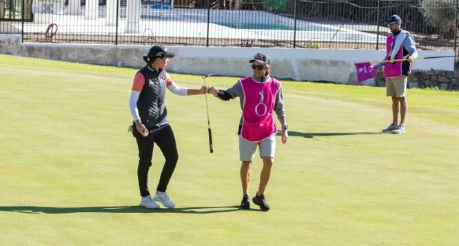 Carlota Ciganda y Álvaro Prada esta semana en el Andalucía Costa del Sol Open de España 2021.