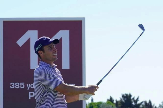 Nino Bertasio durante la segunda jornada en Dom Pedro Victoria Golf Course. © Golffile | Thos Caffrey