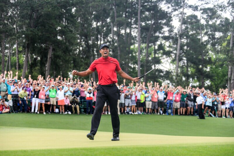 Tiger Woods celebra su victoria en el Masters de Augusta 2019. © Golffile | Fran Caffrey