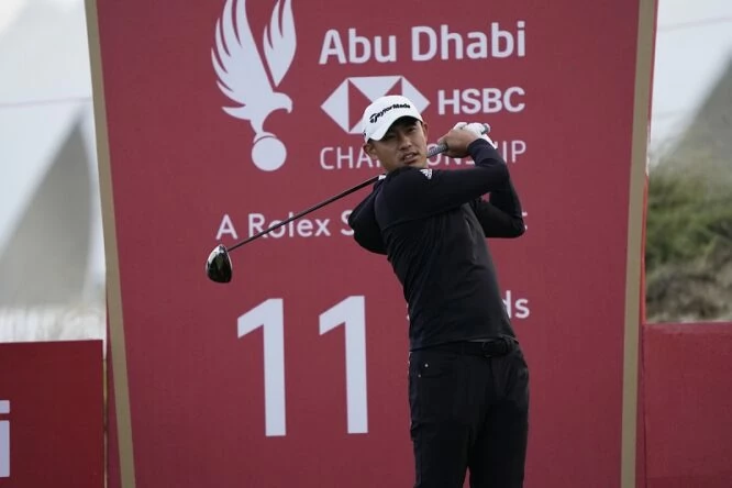 Collin Morikawa durante la segunda jornada del Abu Dhabi HSBC Championship. © Golffile | Eoin Clarke